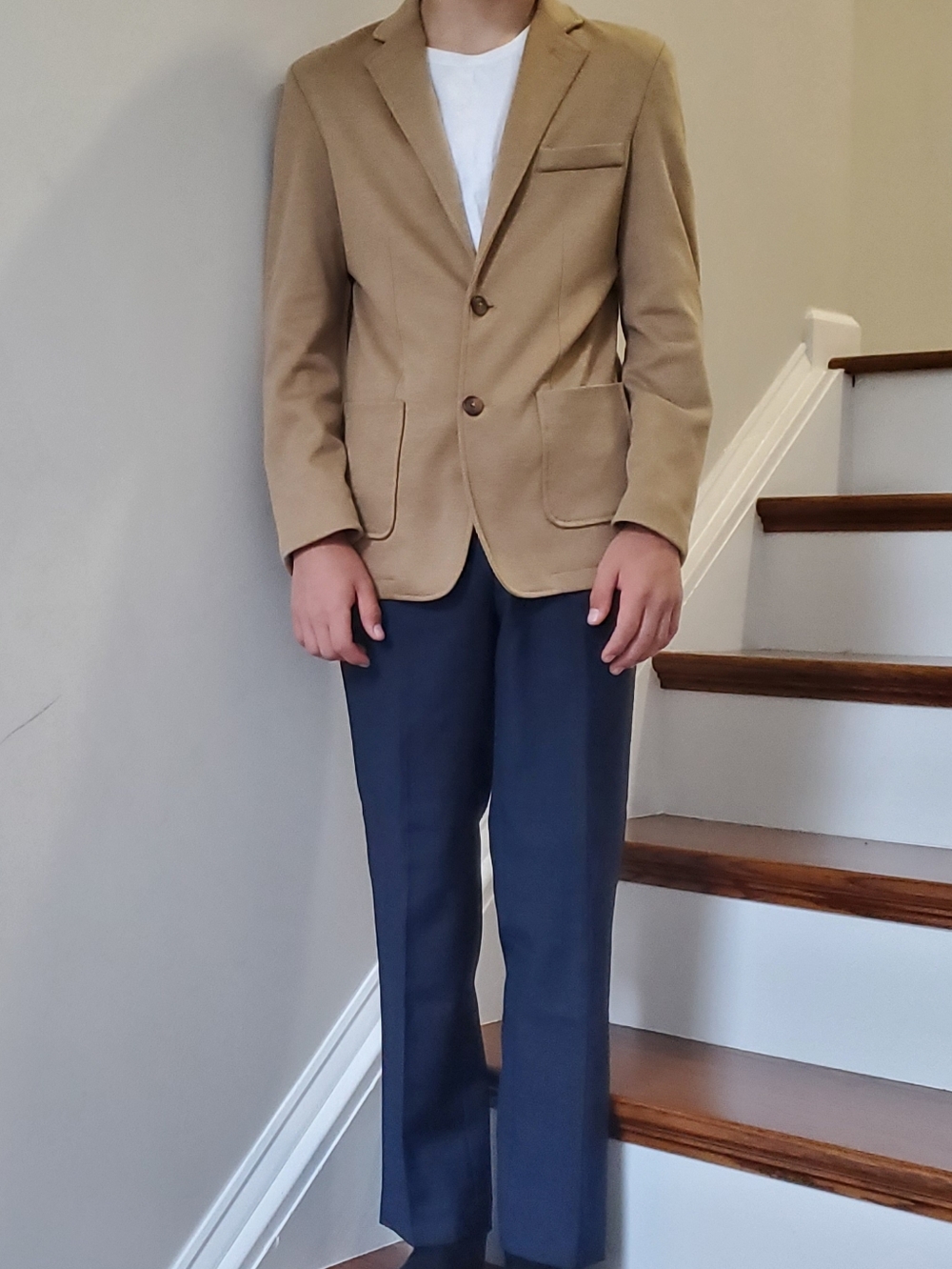 Class Club Boys Tan Blazer with Navy Pants Matching Set